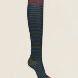 Calcetin purpurina caña alta PCAR01 Rayas Marino - Caqui