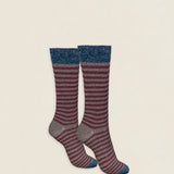 Calcetin purpurina caña corta PCCR08 Rayas Vino - Tostado