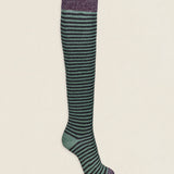 Calcetin purpurina caña alta PCAR03 rayas Antracita - Verde Oliva