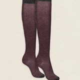 Calcetin purpurina caña alta PCA18 Granate con Dorado