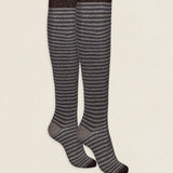 Calcetin purpurina caña alta PCAR19 rayas Antracita - Tostado