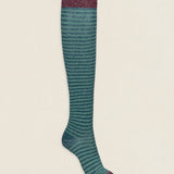 Calcetin purpurina caña alta PCAR02 rayas Verde Oliva - Esmeralda