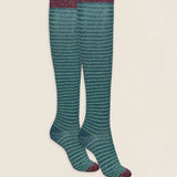Calcetin purpurina caña alta PCAR02 rayas Verde Oliva - Esmeralda