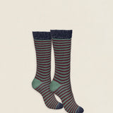 Calcetin purpurina caña corta PCCR03 rayas Vino - Verde Oliva