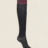 Calcetin purpurina caña alta PCAR14 rayas Negro - Antracita