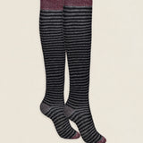 Calcetin purpurina caña alta PCAR14 rayas Negro - Antracita