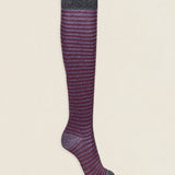 Calcetin purpurina caña alta PCAR16 rayas Vino - Viola