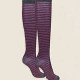Calcetin purpurina caña alta PCAR16 rayas Vino - Viola