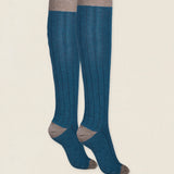 Calcetin caña alta L29 Azul midnight - Camel