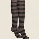 Calcetin caña alta R28 Rayas Marrón Loden - Tostado