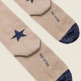 Calcetin purpurina Estrella caña larga PEL02 Crudo - Marino