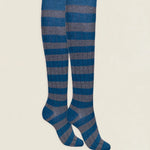 Calcetin caña alta R13 rayas Gris - Azul petróleo The Nook Store