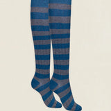 Calcetin caña alta R13 rayas Gris - Azul petróleo The Nook Store
