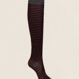 Glitter knee-high socks PCAR26 Stripes Navy - Green