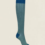 Calcetin caña alta L50 Verde oliva - Azul melagne