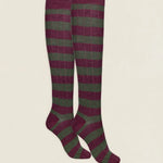 Calcetin caña alta R22 rayas Verde botella - Burdeos The Nook Store