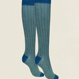 Calcetin caña alta L50 Verde oliva - Azul melagne