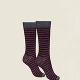 Calcetin purpurina caña corta PCCR09 Rayas Vino Oscuro - Vino