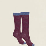 Calcetin purpurina caña corta PCCR10 Rayas Vino - Vino