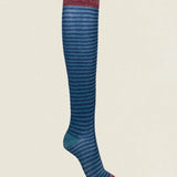 Glitter knee-high socks PCAR26 Stripes Navy - Green
