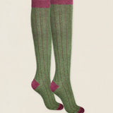 Calcetin caña alta L36 Verde botella - Burdeos