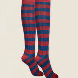 Calcetin caña alta R12 rayas Verde bottiglia - Bordeaux