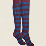 Calcetin caña alta R41 Rayas Granate Oscuro- Marino