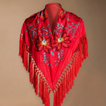 Manton Camila Rojo Flor y Ribete Rojo M539-The Nook Store