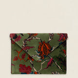 Cartera de Mano 44 Flores Verde Oscuro