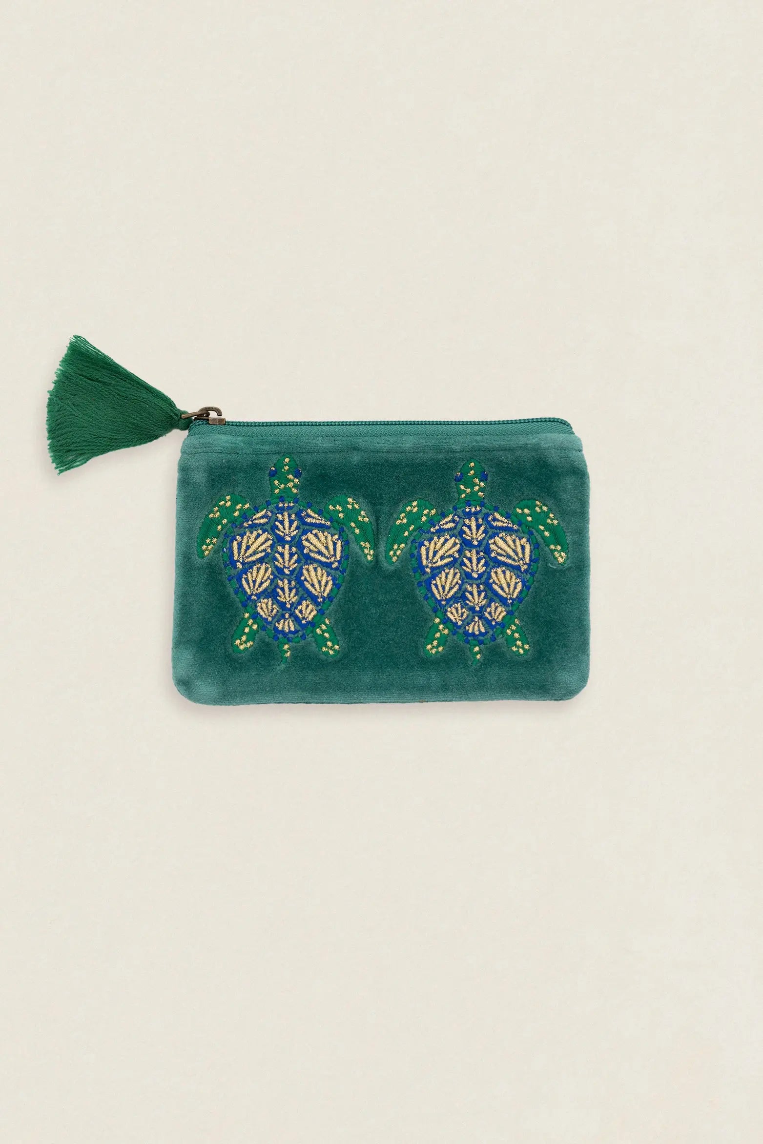 Monedero Terciopelo Tortoise Verde The Nook Store