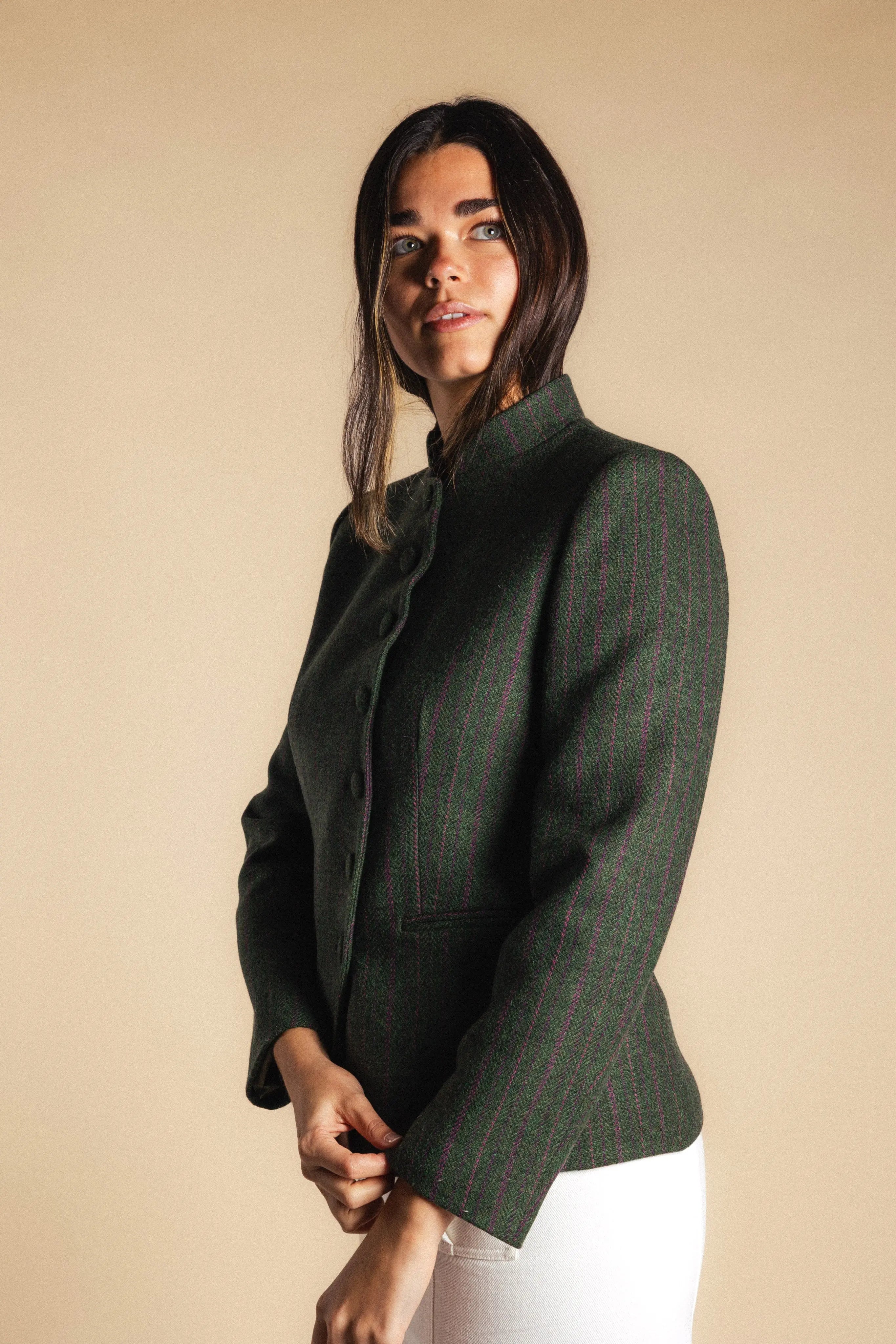 Chaqueta Emily Verde Kaki Rayas Malvas CHQ32 thenookstore-new