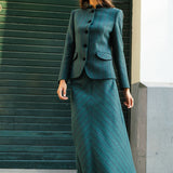 Chaqueta Cori Azul Petróleo Rayas Negras y Malvas CHQ28