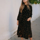 Vestido Alice Velvet Negro Flores