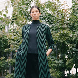 Chaqueta Terciopelo Bordado Zig Zag Verde Kaki