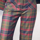 Pantalón Zoe Cuadros Verde y Burdeos