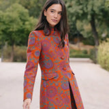 Chaqueta Corinna Larga Naranja Flores