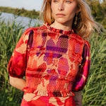Vestido Lucia Flores Rojas y Moradas Vest18-The Nook Store