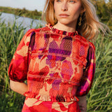 Vestido Lucia Flores Rojas y Moradas Vest18-The Nook Store