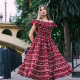 Vestido Mikara Rojo Flores Vest38-The Nook Store