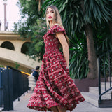 Vestido Mikara Rojo Flores Vest38-The Nook Store