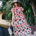 Vestido Lomba Negro Flores Vest35-The Nook Store