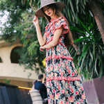 Vestido Lomba Negro Flores Vest35-The Nook Store