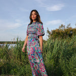 Vestido Lucia Verde Agua Flores Vest17-The Nook Store