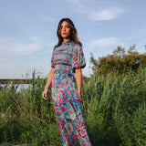 Vestido Lucia Verde Agua Flores Vest17-The Nook Store