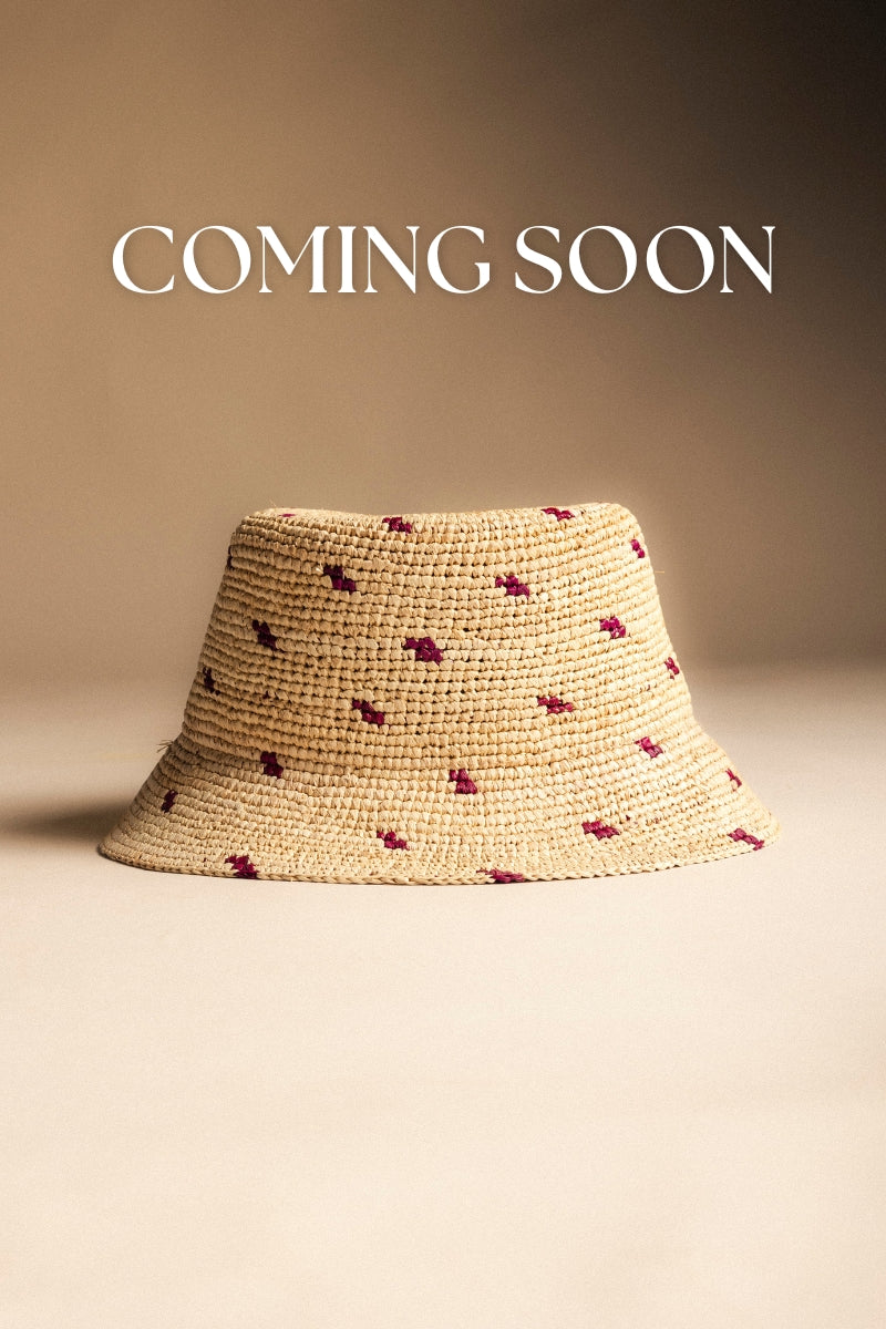 Sombrero Rafia Lena Natural/Sangria-The Nook Store