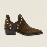 Botas Mer Tacón Bajo Ante Musgo