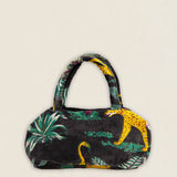 BOLT22 Bolso Terciopelo Negro Cheetah