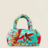BOLT17 Bolso Terciopelo Pájaros Turquesa