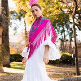 Mantón Gabriela Flores Buganvilla - Fucsia M238-The Nook Store