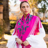 Mantón Gabriela Flores Buganvilla - Fucsia M238-The Nook Store